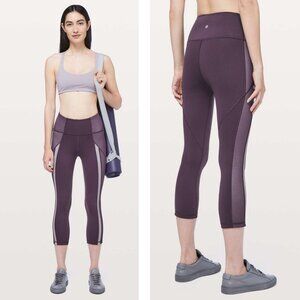Lululemon Power Lines Crop Everlux 21" Cyber / Dark Chrome Size 6